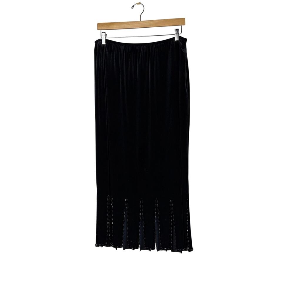 MSK Black Velvet Beaded Maxi Skirt Size 2X Whimsigoth Glam Eveningwear